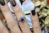 wedding photo - Christmas For Her,Blue Sapphire Ring,Vintage 14K 3 cts Blue Sapphire Ring,Anniversary,Sapphire Ring,Cyber Monday Sale