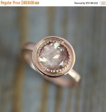 wedding photo - CYBER MONDAY 14k Rose Gold and Oregon Sunstone Halo Ring, Vintage Inspired Milgrain Detail, Made To Order