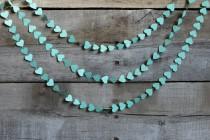 wedding photo - Teal Paper Heart Garland, Aqua Wedding Decoration, Mint Bachelorette Party Decor, Hearts Gift Wrap, Blue Baby Shower Bunting, Green Banner