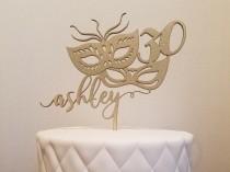 wedding photo - Masquerade Mask Cake Topper - Customize with name and age