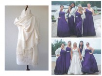 wedding photo -  Ivory Wedding Shawl, Brides Shrug, bridal scarf, Bridesmaid Gift, SET OF 5