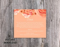 wedding photo -  DIY Wedding Details Card Template Editable Word File Download Printable Boho Details Card Peonies Details Card Pastel Peach Enclosure Card