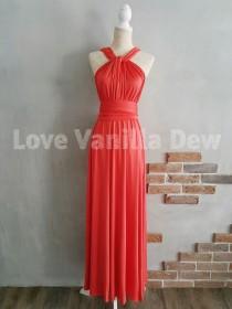 wedding photo - Bridesmaid Dress Infinity Dress Coral Floor Length Maxi Wrap Convertible Dress Wedding Dress