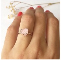 wedding photo - Rose Quartz Ring, Rose Quartz Engagement Ring, Gold Ring, Rose Gold Ring, Rose Quartz Jewelry, Anniversary Ring, Promise Ring