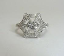 wedding photo - SALE! Graceful Snowflake Form 0.79ct Diamond Ring in Platinum