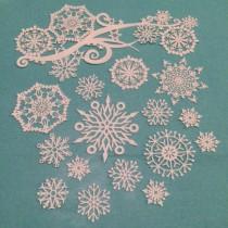 wedding photo - Edible Lace Snowflakes Swirl Complete set 15 snowflakes plus 1 Swirl cake lace  *NOT the mat*