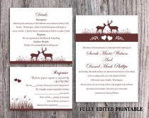 wedding photo -  Printable Wedding Invitation Suite Printable Invitation Elegant Wine Red Wedding Invite Reindeer Invitation Download Invitation Edited PDF