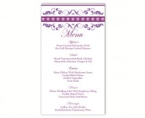 wedding photo -  Wedding Menu Template DIY Menu Card Template Editable Text Word File Instant Download Purple Menu Eggplant Menu Card Printable Menu 4x7inch