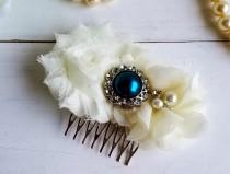 wedding photo - Dark Teal Bridal Hair Clip, Wedding Hair Comb, CUSTOMIZE IT, Bridesmaid Hair Clip, Vintage Wedding, Ivory Hair Comb