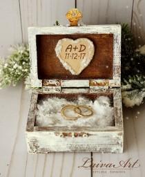 wedding photo -  Winter Wedding Rustic Ring Bearer Box Ring Pillow Box Winter Wedding