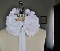 wedding photo - White hand pleated collar/Totally hand made/Detachable Ruffle Collar/Ruffle scarf/Ruffle collar/ Ruffled Fashion/Bohemian collar/ rusteam