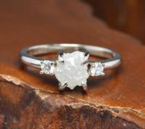 wedding photo - 1.53 Carat Rough Diamond Engagement Ring, Three Stone Setting