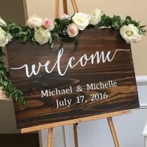 wedding photo - Wedding Welcome Sign - Rustic Wood Wedding Sign