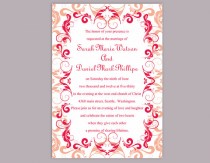 wedding photo - DIY Wedding Invitation Template Editable Word File Instant Download Printable Peach Invitation Red Wedding Invitation Beige Invitations