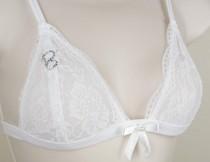 wedding photo - Personalized Floral Lace Triangle Bralette, Bra, Unpadded, Mesh Lined, Lacy Bralette, Scallop Bralettes-BR001