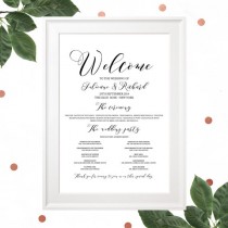 wedding photo -  Wedding Program Poster-Calligraphy Style Wedding Program-Navy Blue Wedding Program-Wedding Program Sign-Printable DIY Wedding Program