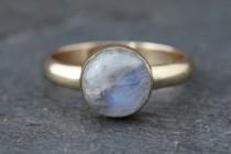 wedding photo - Rainbow Moonstone Ring, Wedding Ring, Promise Ring, Engagement Ring, Gemstone Ring, Yellow Gold Ring