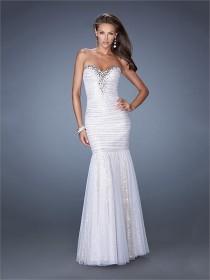 wedding photo -  Strapless Sweetheart Beadings Sequins Pleated Mermaid Prom Dress PD2498