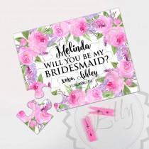 wedding photo - Unique Bridesmaid Proposal Puzzle Gift - Will You Be My Bridesmaid, Floral Bridal Pary Gift, Bride Tribe, Maid of Honor Gift, Flower Girl