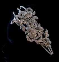 wedding photo - Jewelled bridal headpiece, Swarovski side tiara - Floribunda