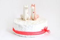 wedding photo - Custom Ceramic Wedding Cake Toppers. Bride And Groom. Foxes, Unicorns, Long Tail Cats, Chubby Cats. Choose Your Favorites. Made To Order