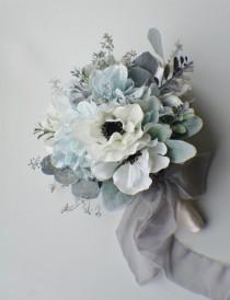 wedding photo - Silk Bride Bouquet, Ready to Ship, Winter Bouquet, Ranunculus, Hydrangeas, Eucalyptus Winter Wedding, Christmas Wedding, Keepsake Bouquet
