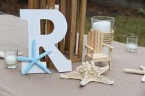 wedding photo - ANY LETTER & COLOR! Monogram, Wedding, Beach House Decor, Starfish, Centerpiece, Sweetheart Table