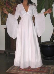 wedding photo - White Boho WEDDING ANGEL BUTTERFLY Sleaves Gypsy Long Maxi Hippy Dress vampire
