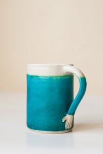 wedding photo - Hand Thrown Pottery Mug Turquoise. Tea cup. Coffee cup. In making process. Ready to dispatch on Monday 12th of Dec.