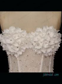 wedding photo -  Sexy florals see through bodice ruffles ball gown wedding dress