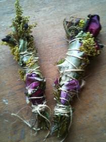 wedding photo - HAND FASTING and wedding  smudge stick with herbs, flowers and oils custom blended for ceremony ritual