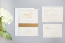 wedding photo - Classic Invitation Suite in Gold Thermography