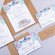 wedding photo - Wedding Invitation And RSVP: Midsummer - Boho Wedding Invitation - Hand Painted Wedding Stationery - Personalised Venue Sketch