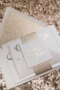 wedding photo - Foil  - Rose Gold Glitter Wedding Invitation - SAMPLE (Adele)