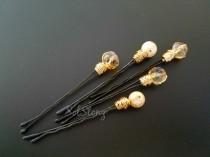 wedding photo - Beaded Hairpins Gift for Her Wedding Hair Accessories White Hairpins Beaded Hair Pins Bobby Pins