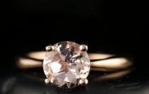 wedding photo - Morganite Engagement Ring in Rose Gold, 1.45ct Round Brilliant Morganite Solitaire, Classic 4-Prong Cathedral Setting, 1.8mm Band, Talia 2