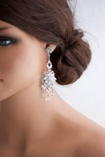 wedding photo - Wedding Chandelier Earrings Crystal Chandelier Earrings Bridal Statement Earrings Wedding Jewelry AINSLIE