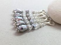 wedding photo - Crystal Keychain, Small Keychain, Crystal Wedding Favors, Communion Favors, White party favors,Clip on charm,White bag charm,Beaded keychain