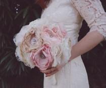 wedding photo - Blush fabric bouquet, brooch bouquet, bride bouquet, fabric wedding bouquet