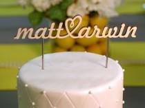 wedding photo - Wood Name Cake Topper with Heart