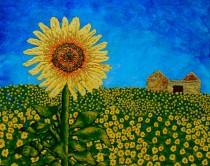 wedding photo - Sunflowers In Provence France (ORIGINAL ACRYLIC PAINTING) 8" x 10" by Mike Kraus