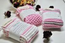 wedding photo - Pink Handmade Knitted Washcloth, Knitted Dishcloth, 100% Cotton USA Grown, Spa Washcloth, Cotton Knit Washcloth, Spa Gift Set, Eco-Friendly
