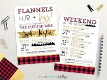 wedding photo - Flannels, Fur & Fizz Bachelorette Party Invitation // 5x7 // Custom Invitation // Bridal Shower // Party Itinerary // Holiday Party