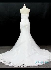 wedding photo -  Beautiful strapless mermaid wedding dress with lace up