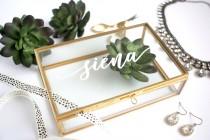 wedding photo - PRE-ORDER - Personalized Glass Box Customized Jewelry Box / Bridesmaid Gift / Personalized Gift / Maid of Honor baby keepsake box Birthday