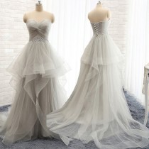 wedding photo -  Charming Prom Dress - Light Grey A-Line Sweetheart Waist with Beaded from Dressywomen