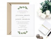 wedding photo - Printable Greenery Wedding Invitation 
