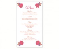 wedding photo -  Wedding Menu Template DIY Menu Card Template Editable Text Word File Instant Download Pink Menu Floral Menu Template Printable Menu 4x7inch