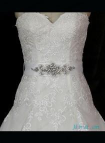 wedding photo -  Sweetheart neck lace trumpet wedding dress with belt