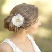 wedding photo - Wedding Hair flower, Champagne Wedding hair piece, Bridal headpiece, Champagne accessories, Hair accessories, vintage rustic, Bridal flower